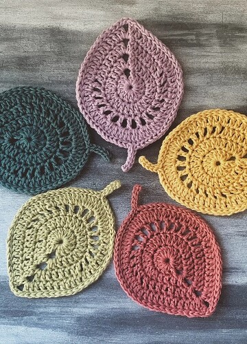 12 Crochet Leaf Coaster Free Patterns