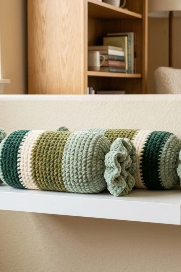 Forest Meadow Candy Bolster Pillow Free Crochet Pattern