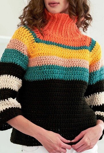 10 Crochet Striped Sweater Free Patterns