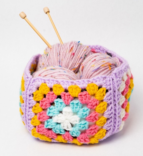 Granny Square Stash Basket