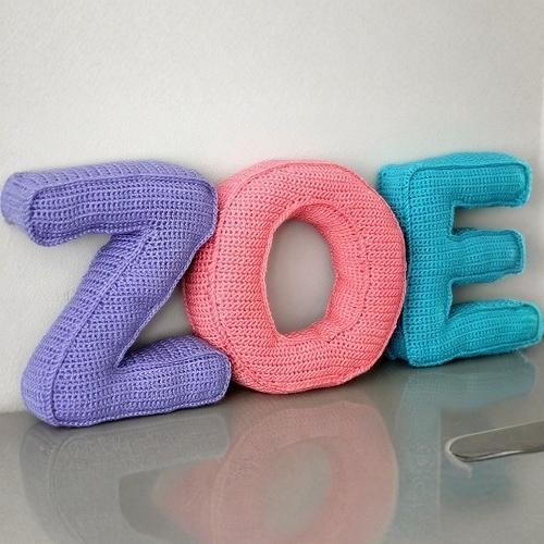 caron crochet alphabet letter pillows