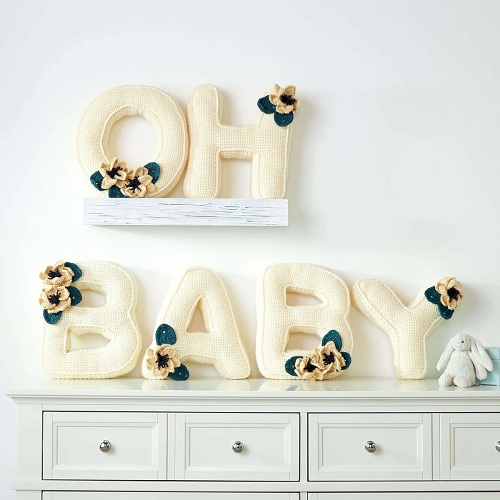 Free Oh Baby Spring Alphabet Crochet Pillows Pattern