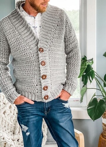 9 Men Cardigan Free Crochet Patterns