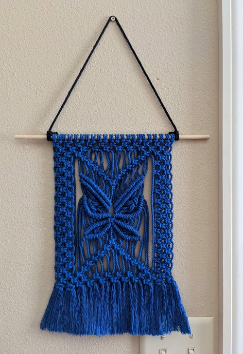 Macrame Blue Morpho Inspired Butterfly Wall Hanging
