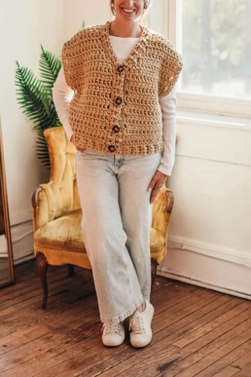 7 Crochet Oversized Vest Free Patterns