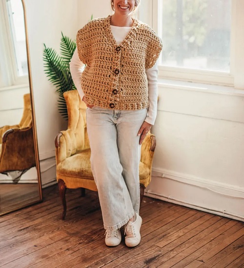 crochet oversized vest