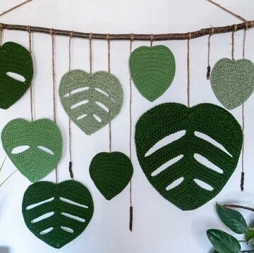 7 Monstera Leaves Wall Hanging Free Crochet Patterns