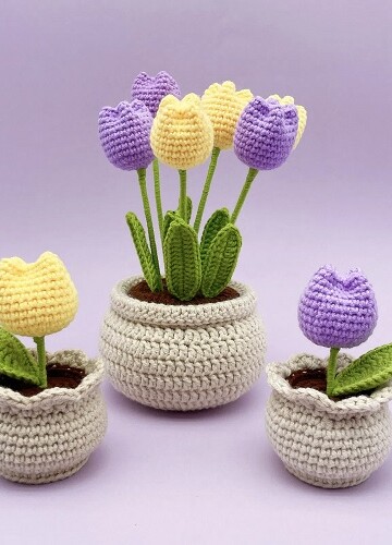 10 Crochet Flower Pot Free Patterns