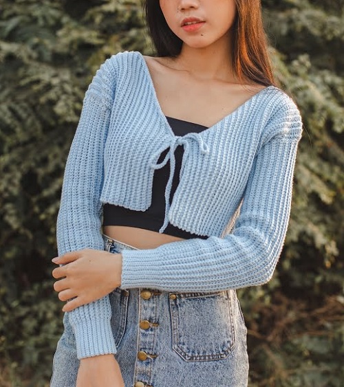 crochet front tie cardigan