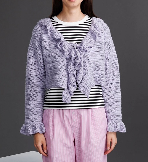 crochet cardigan with frills