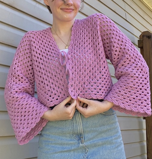 Cropped Granny Hexagon Cardigan