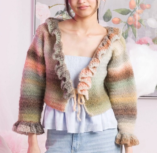 Crochet Haze Ruffle Collar Cardigan