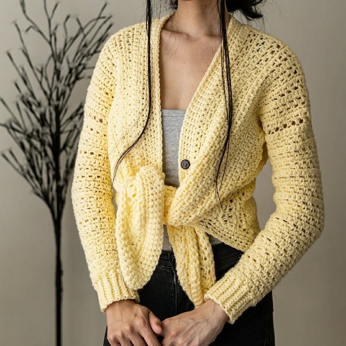 Crochet Front Tie Cardigan