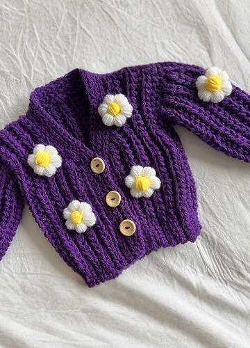 6 Crochet Daisy Baby Cardigan Free Patterns