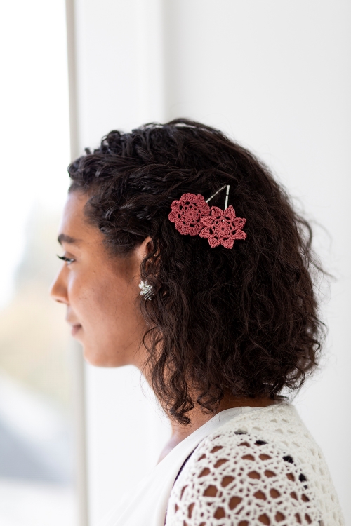Ruffled and Star Flower Crochet Hairclips