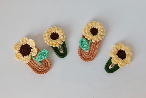 Crochet Sunflower Hair Clips